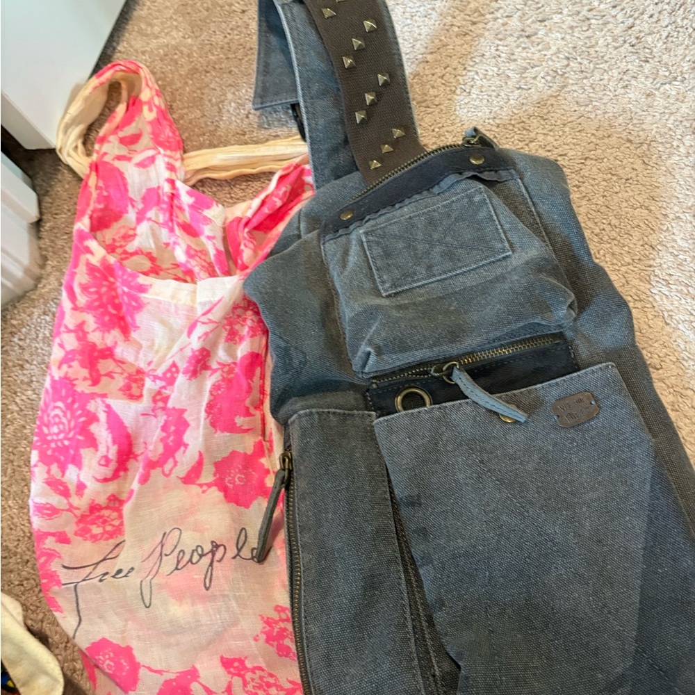 Free People Gray Denim Tote